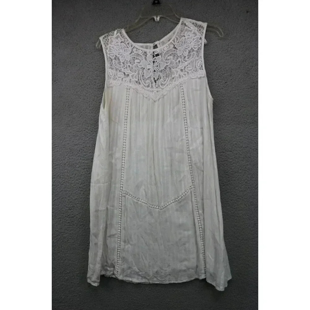 Knox Rose White Sleeveless Lace Dress-Large-Lined-Embroidered